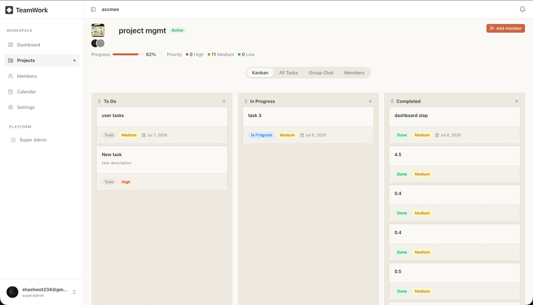 Kanban project board